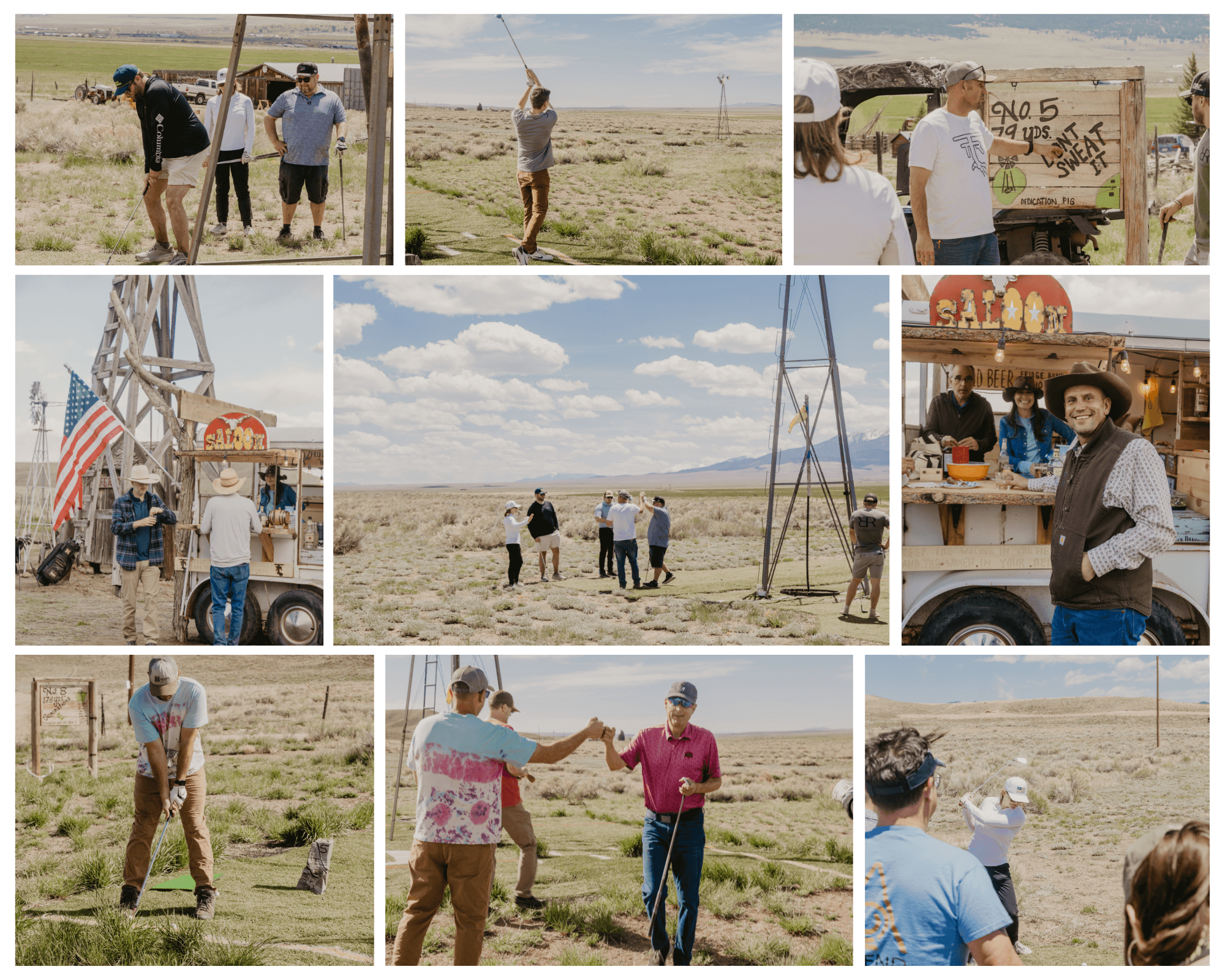Turkey Toe events - golf swings, Saloon hangouts