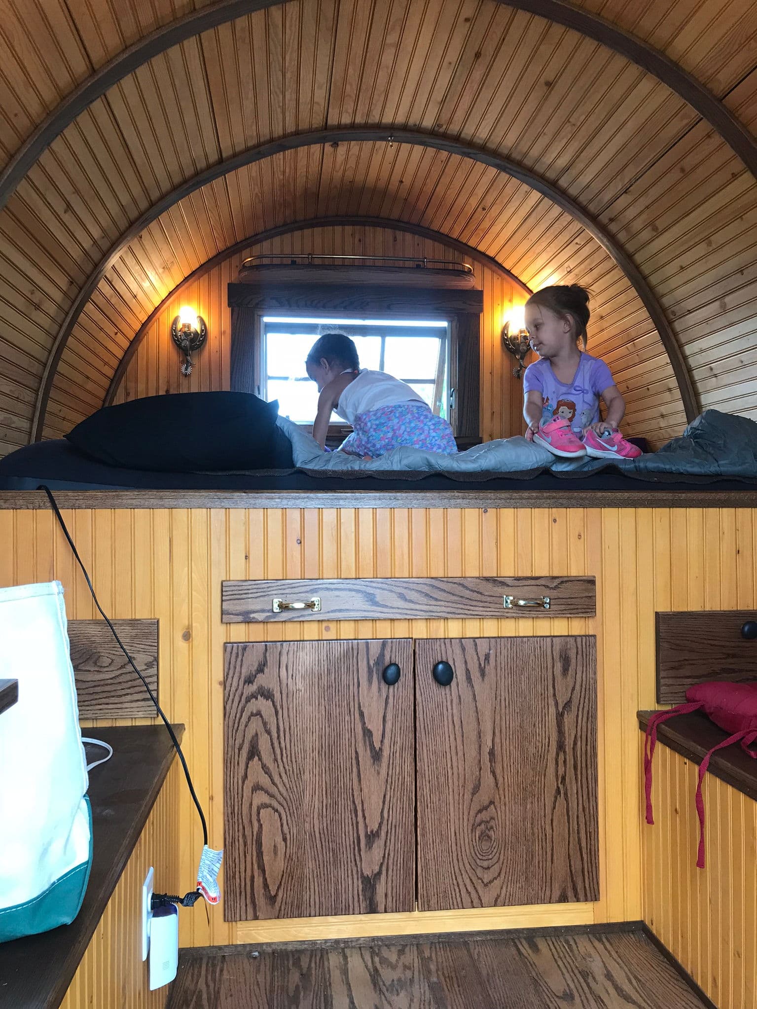 Inside the restored Sheepherder Wagon