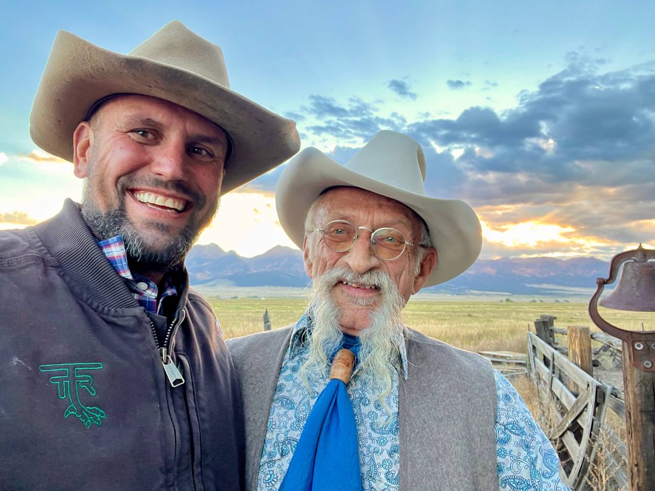 Devon Tilly and Greg Gebben at sunset at Turkey Toe Ranch